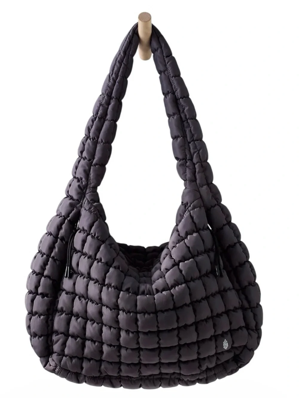 Free People Quilted Carry All Tote Bag Black